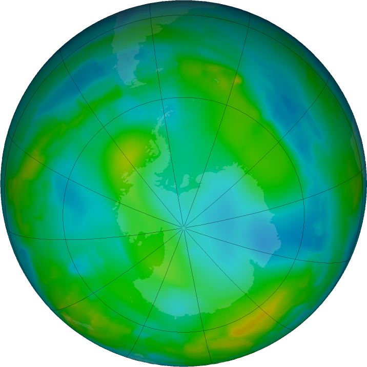 Antarctic ozone map for 25 June 2011